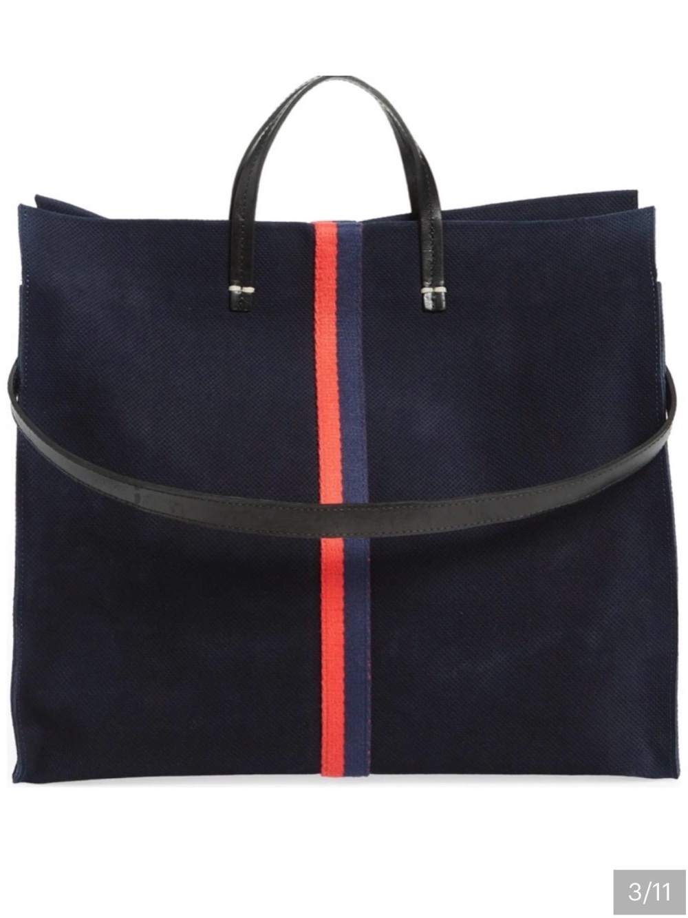 Clare V Navy Tote with Red and Blue Center Stripe - Picture 2 of 7